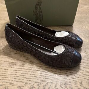 Calzoeria Toscano Shoes Womens Size 36 Or 5.5 Brown Leather Woven Flats Ballet